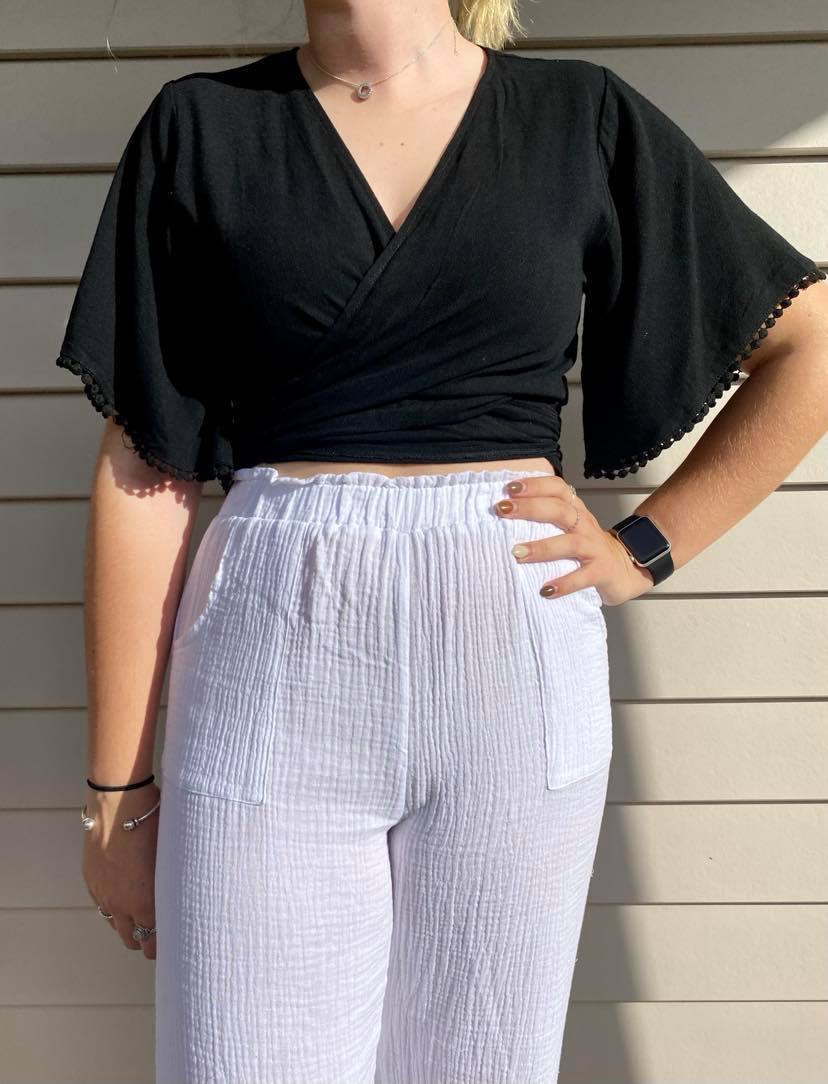 Linen Wrap Top